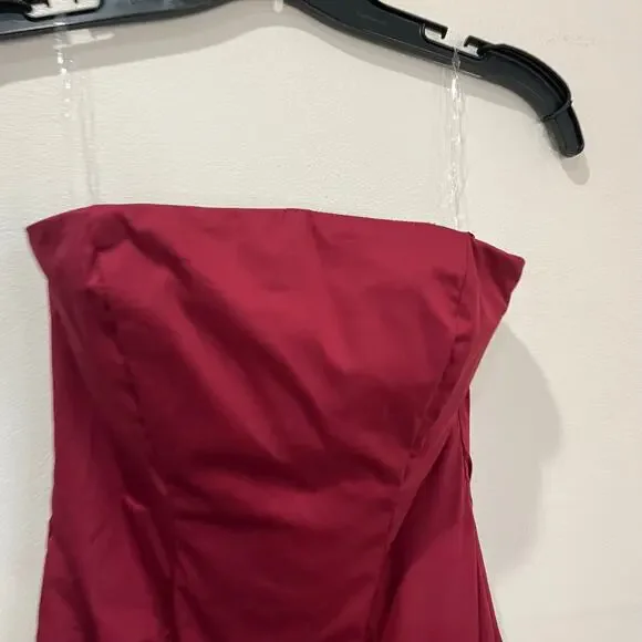 Babyboo Angelina Strapless Ruffle Maxi Dress NWT Burgundy Formal Gown Sz Small - Picture 7 of 12